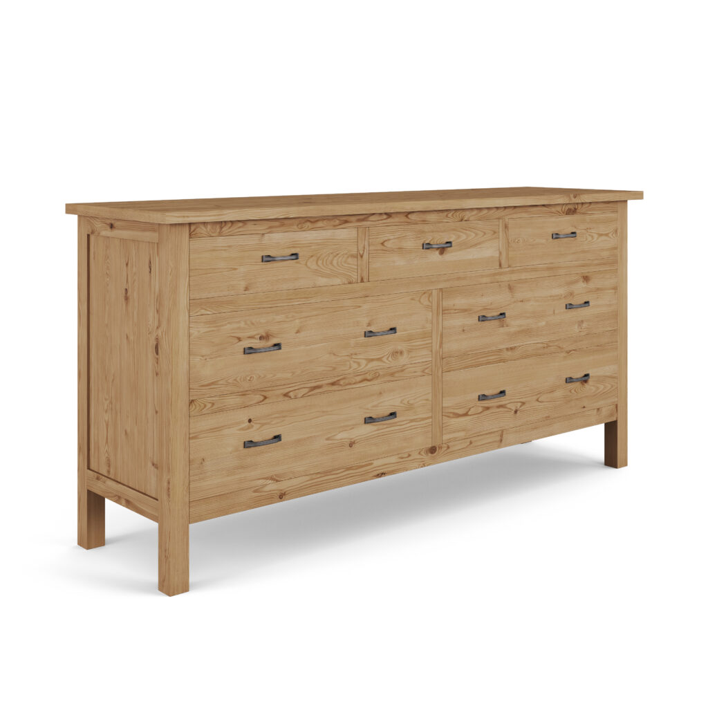 Cardiff 7 Drawer Dresser in Natural finish with three upper drawers and four lower drawers