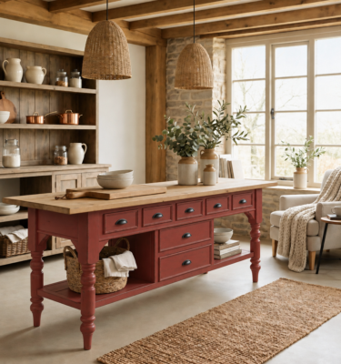 Jamestown #2 Farmhouse Island w/2 Lower Center Column Drawers