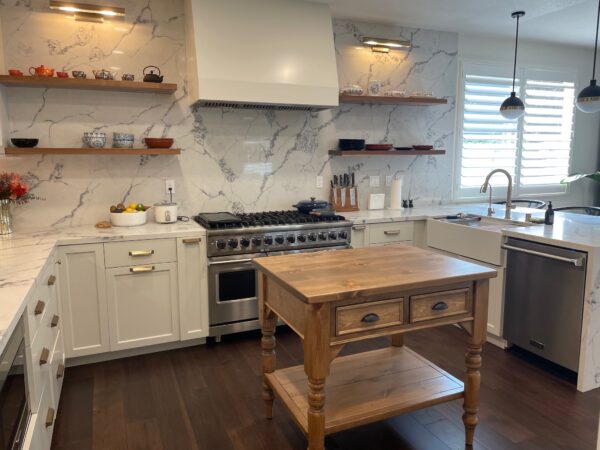 Katie's Private Listing, Custom Jamestown Island, 48"L x 24"D x 36"H, 2 Drawers, Lower shelf, Standard Planked Top, British Tan Top/British Tan Base - Image 2