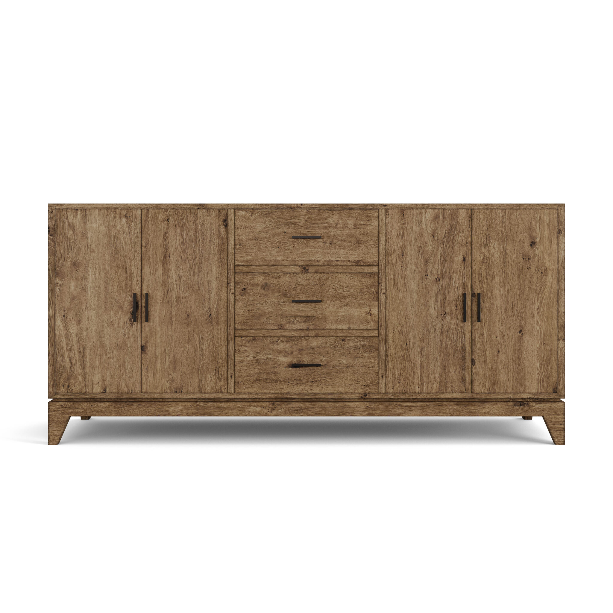 Straight front view of Lido 72 inch solid wood double bathroom vanity in Dark Walnut finish