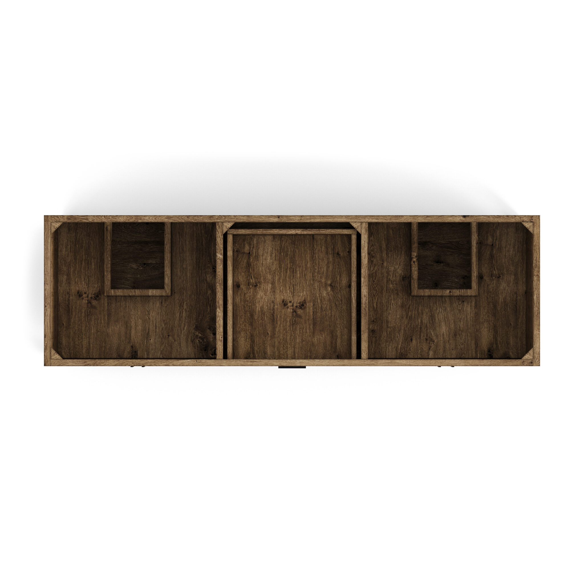 Top view of Lido 72 inch solid wood double bathroom vanity in Dark Walnut finish
