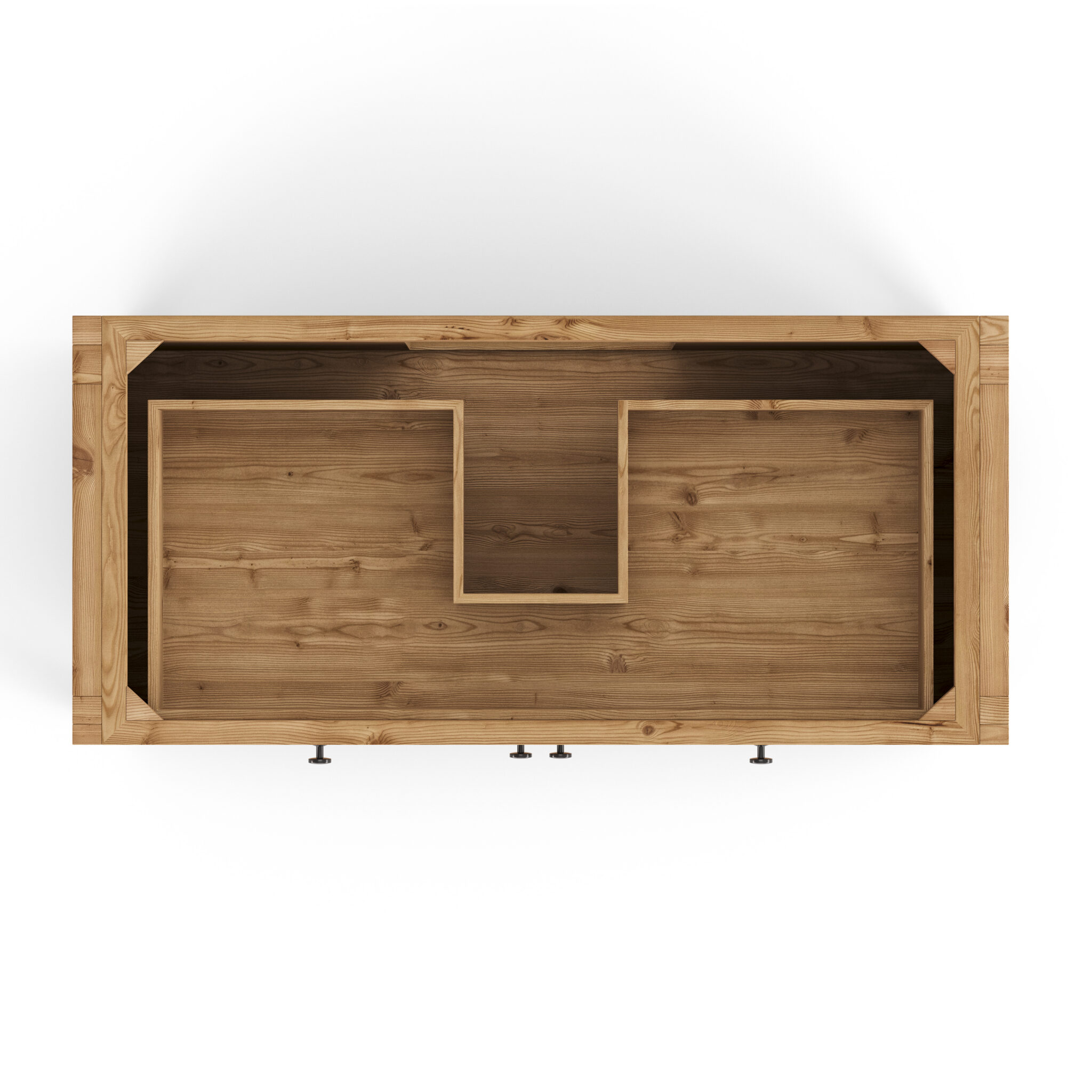 Top view of Lido 48 inch solid wood bathroom vanity in natural Douglas fir finish