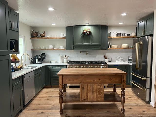 Lyndon Kitchen Island - British Tan Finish (Rear View)