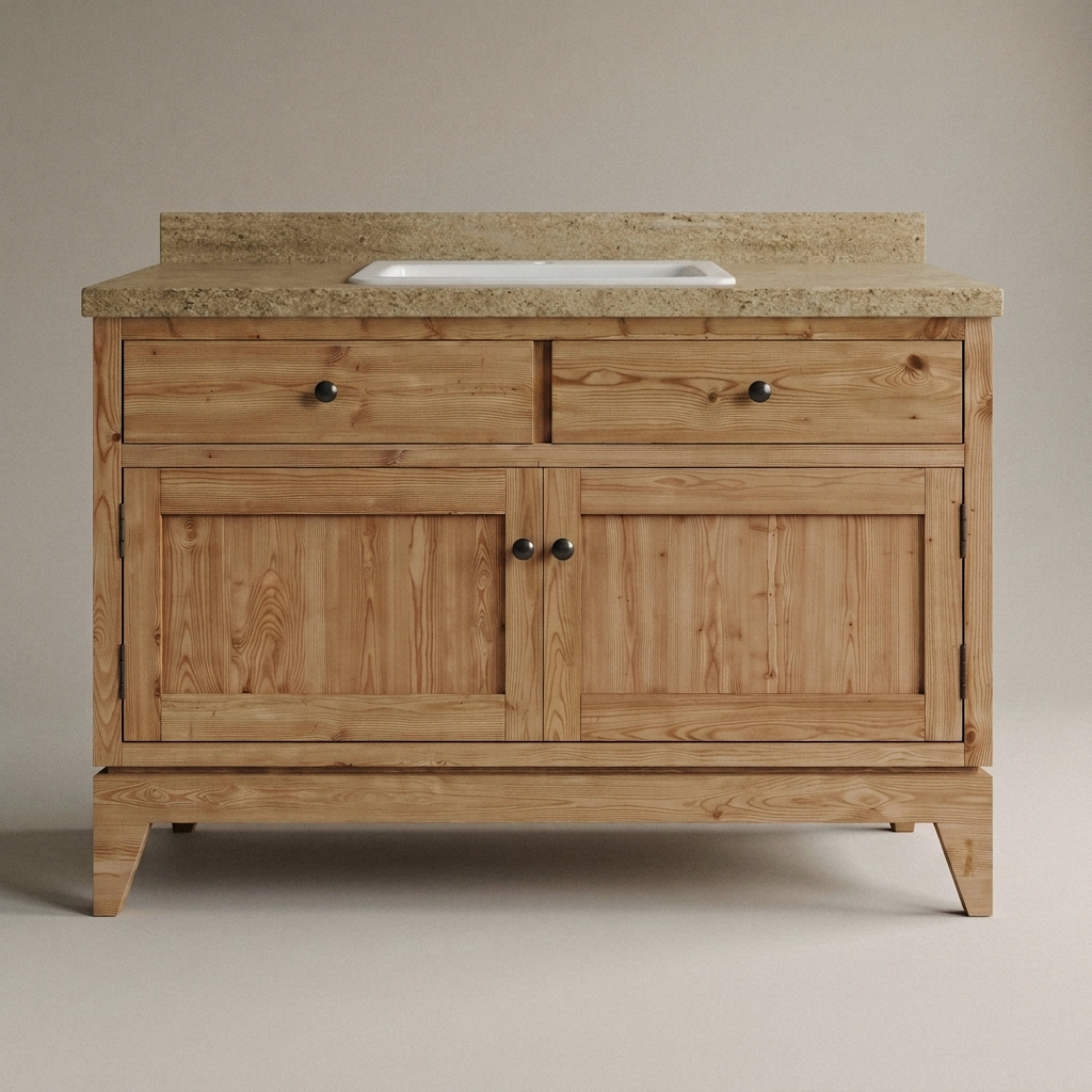 Trenton 48 inch solid wood single bathroom vanity in natural wood finish