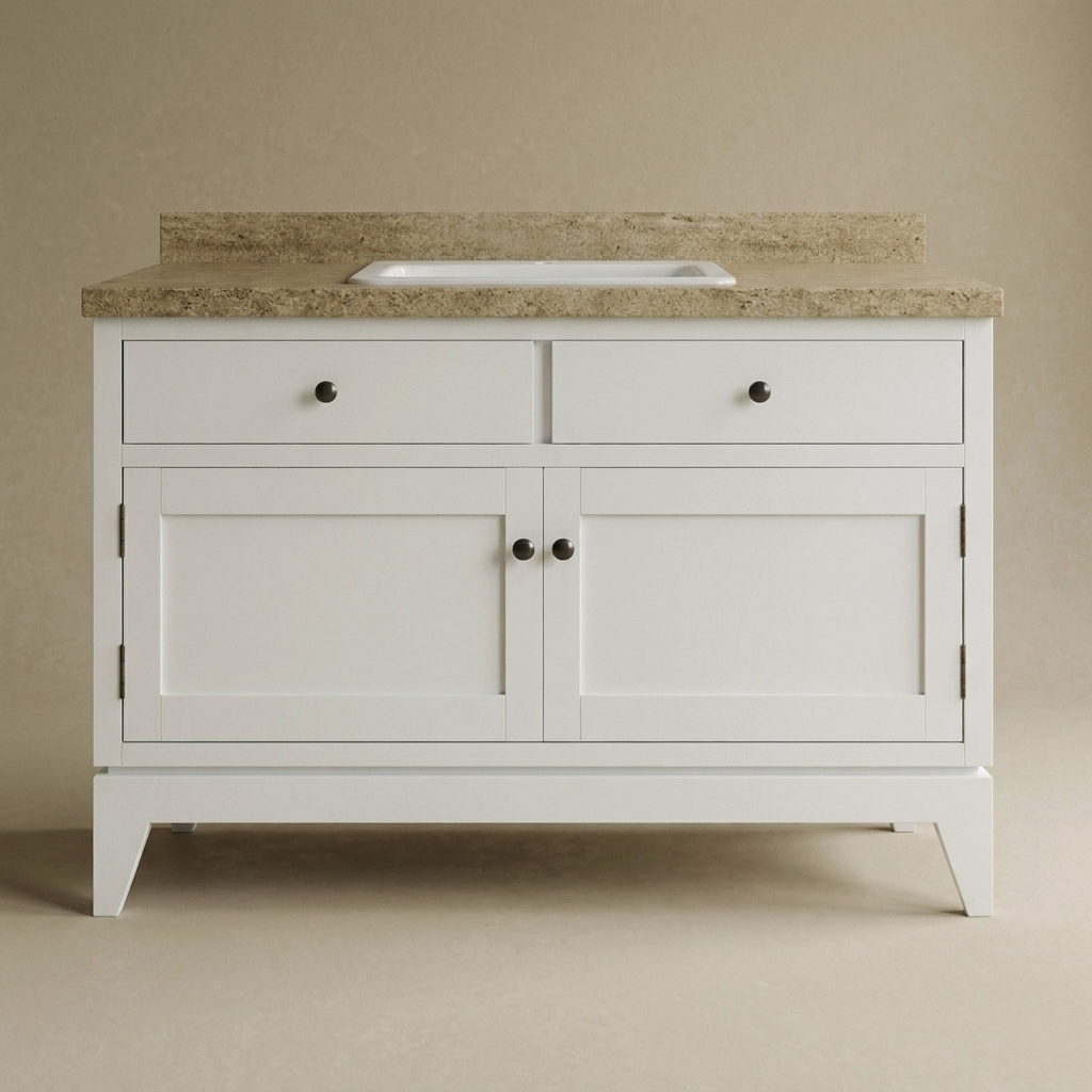 Trenton 48 inch solid wood single bathroom vanity in painted white finish