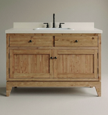 Trenton 48 inch solid wood single bathroom vanity in natural wood finish