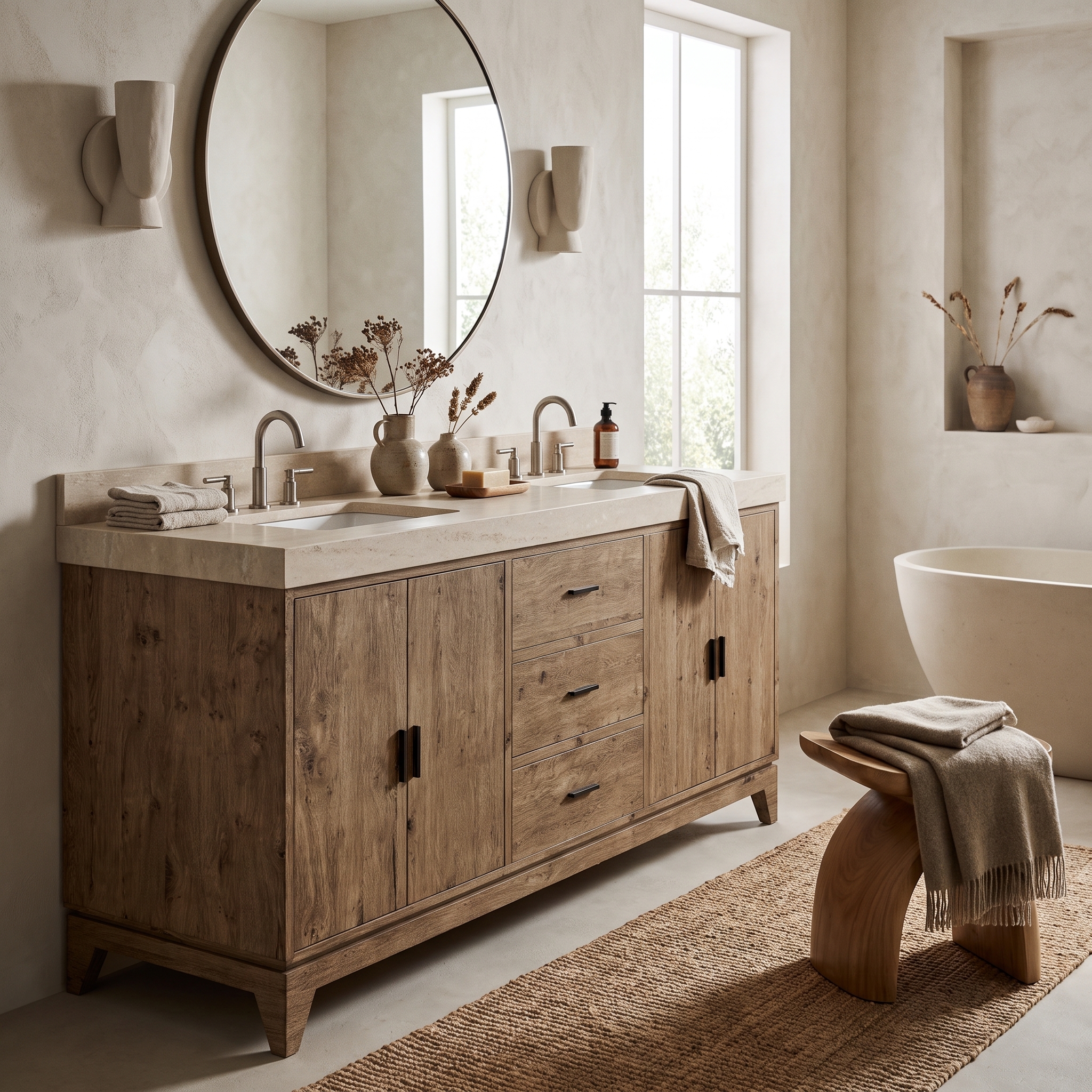 Lido 72 inch solid wood double bathroom vanity in Scandinavian bathroom
