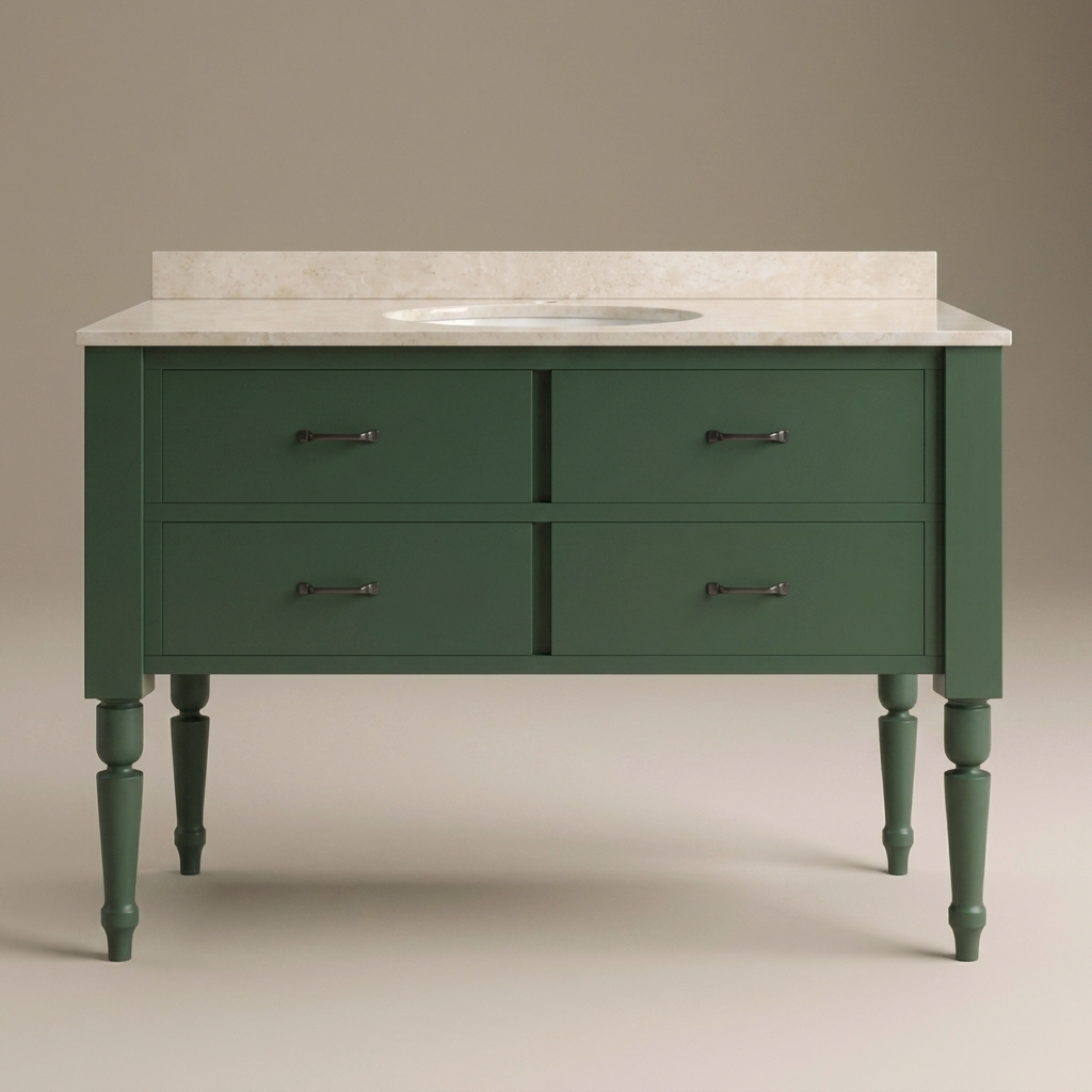 J Town 48 Single Bathroom Vanity Front View – Green