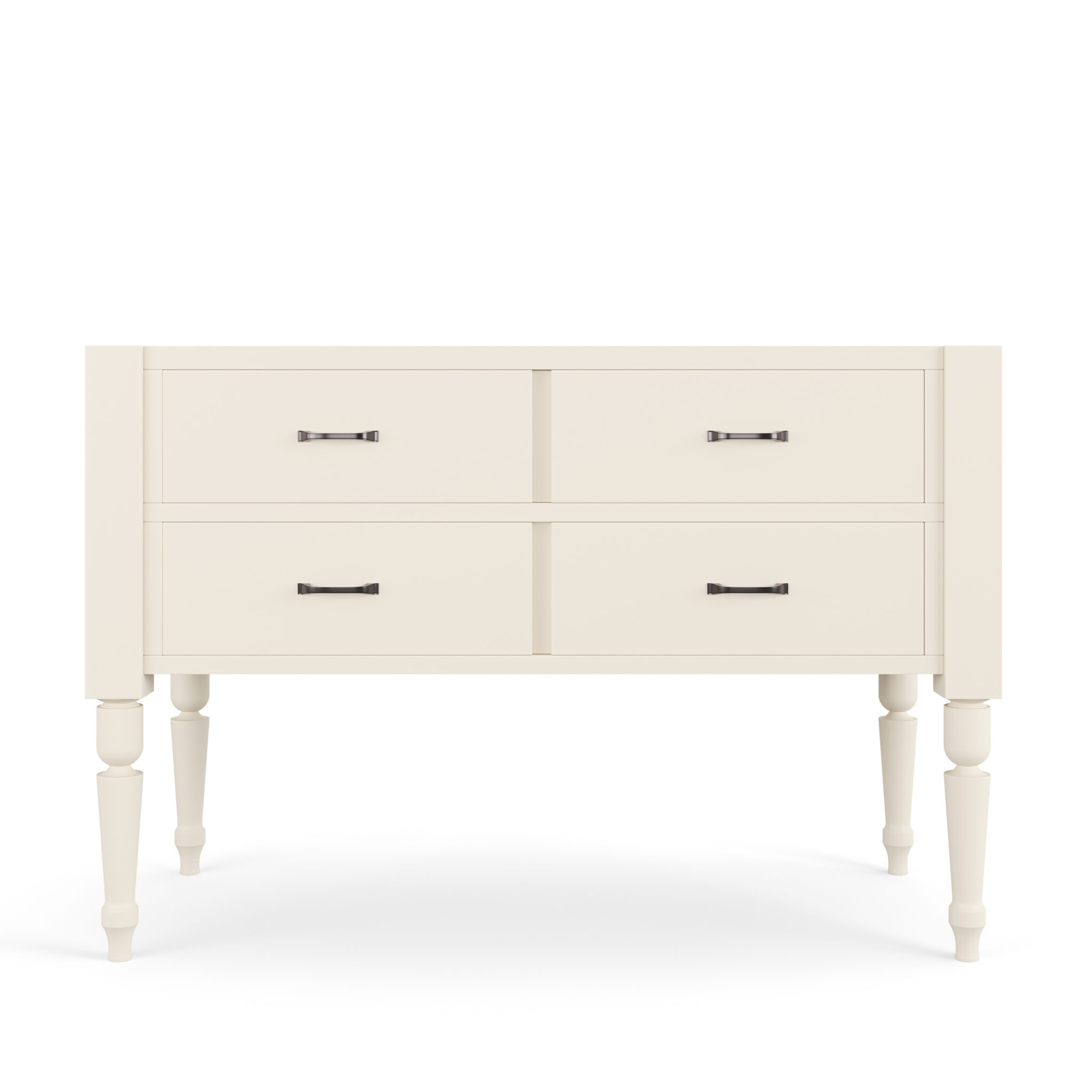 Front view of J Town 48 inch solid wood single bathroom vanity in Painted Alabaster White