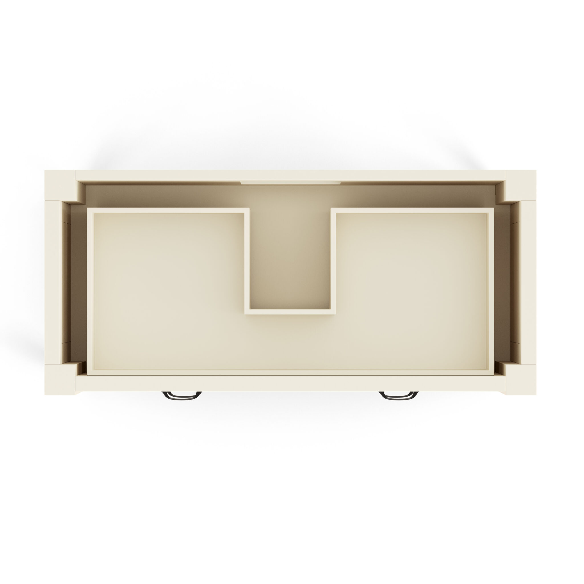 Top view of J Town 48 inch solid wood single bathroom vanity in Painted Alabaster White